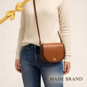 Mason Made Handmade Saddle Leather Brown Crossbody Bag